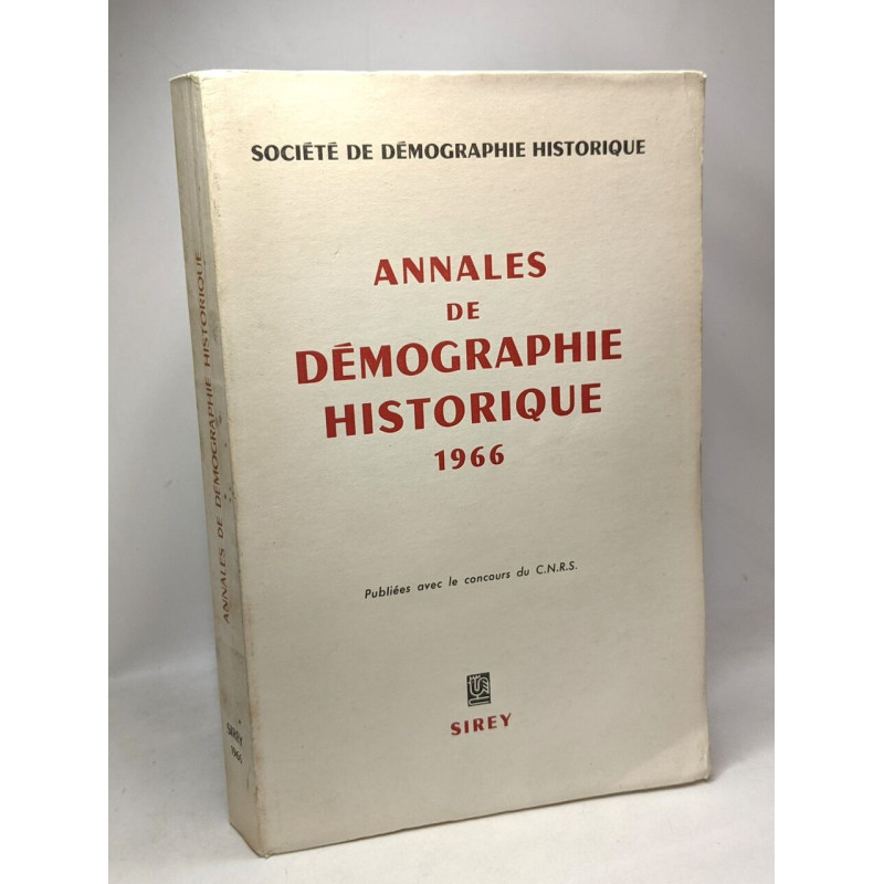 Annales de démographie historique 1966 - études chronique...
