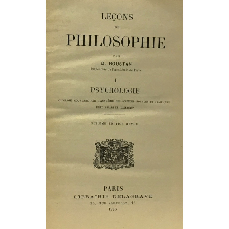 Leçons de philosophie - tome premier psychologie - 10e édition revue