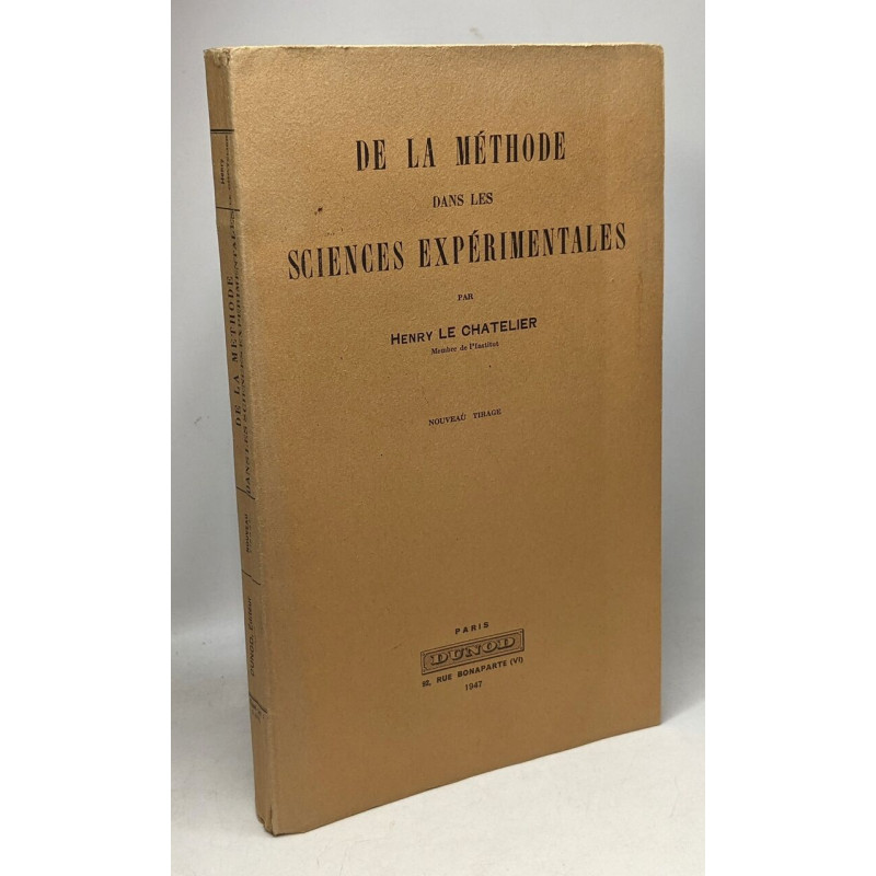 De la méthode dans les sciences expérimentales - nouveau tirage