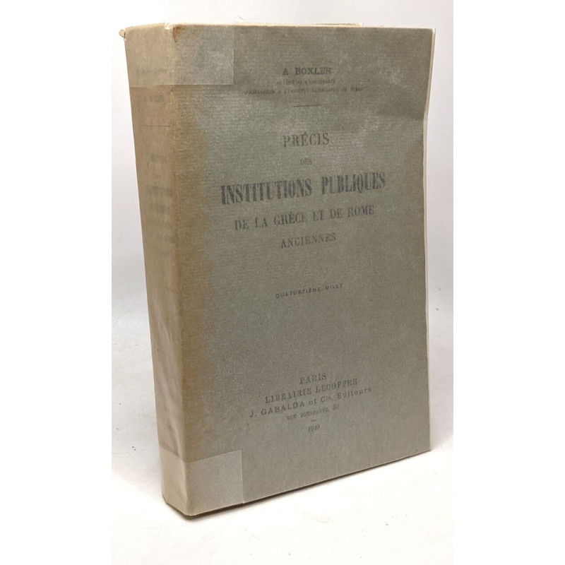 Précis des institutions publiques de la Grèce et de Rome anciennes