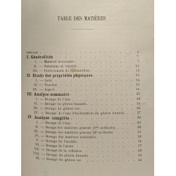 Tableaux synoptiques pour l'analyse des farines