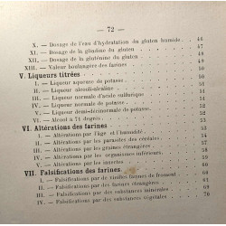 Tableaux synoptiques pour l'analyse des farines