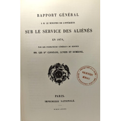 Rapport sur le service des aliénés en 1874 (TOME II) - ANALECTE