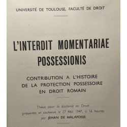 L'interdit momentariae possessionis - contribution à l'histoire de...