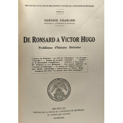 De Ronsard à Victor Hugo - problèmes d'histoire littéraire -...
