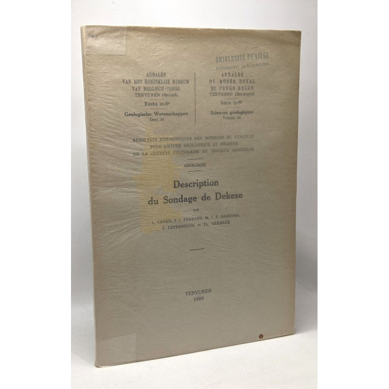 Description du Sondage de Dekese - géologie - résultats...