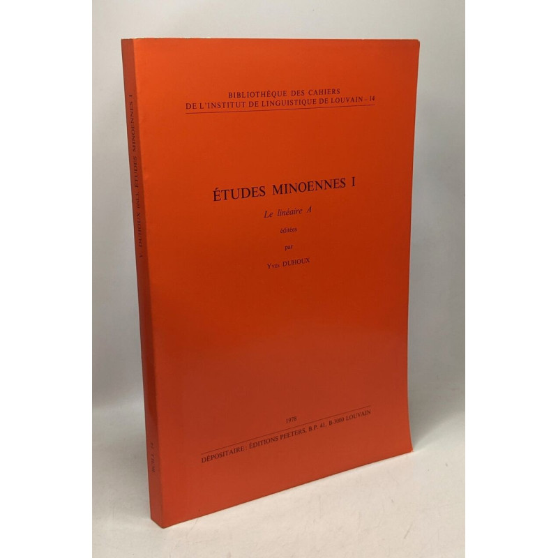 Etudes Minoennes I le linéaire A - Bibliothèque des cahiers de...