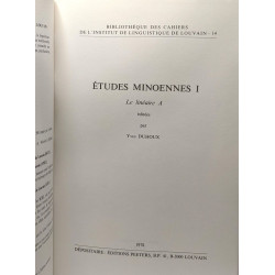 Etudes Minoennes I le linéaire A - Bibliothèque des cahiers de...