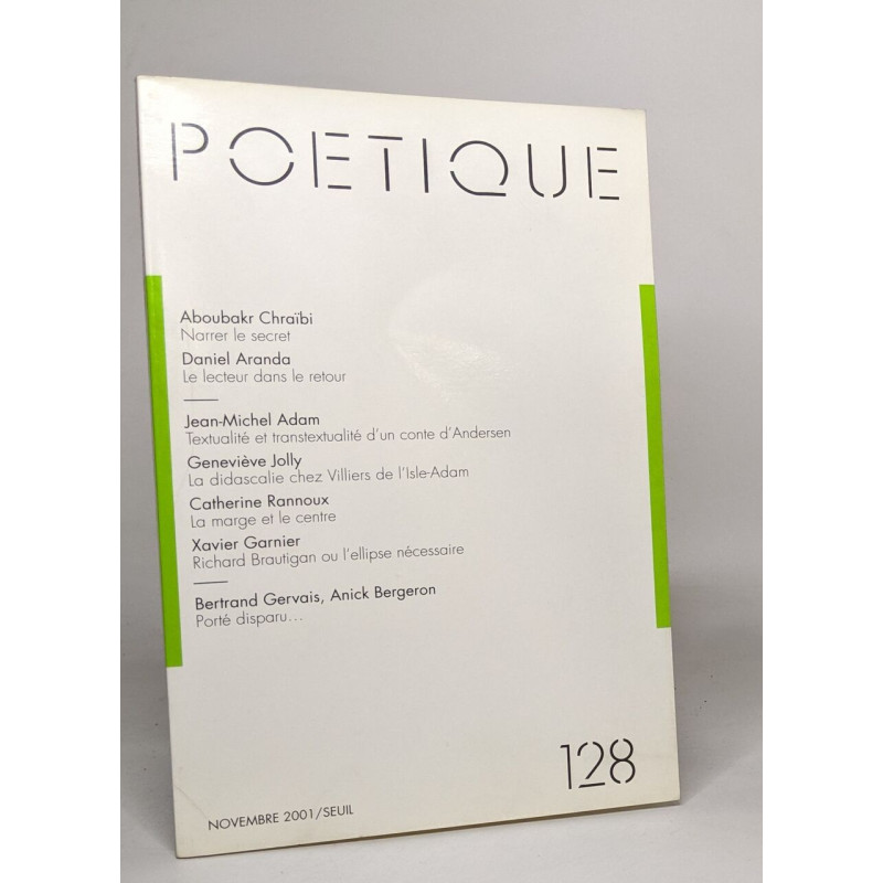 Poétique n° 128 tome 28