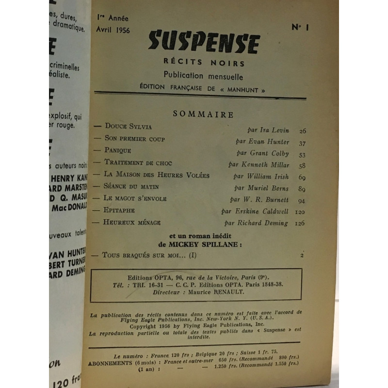 Suspense - récits noirs - dix histoires choc! n°1 avril 1956