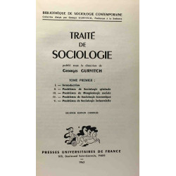 Traité de sociologie tome premier + tome second --- bibliothèque...