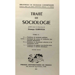 Traité de sociologie tome premier + tome second --- bibliothèque...