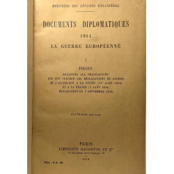 Documents diplomatiques 1914 - TOME I - La guerre européenne - 4e...