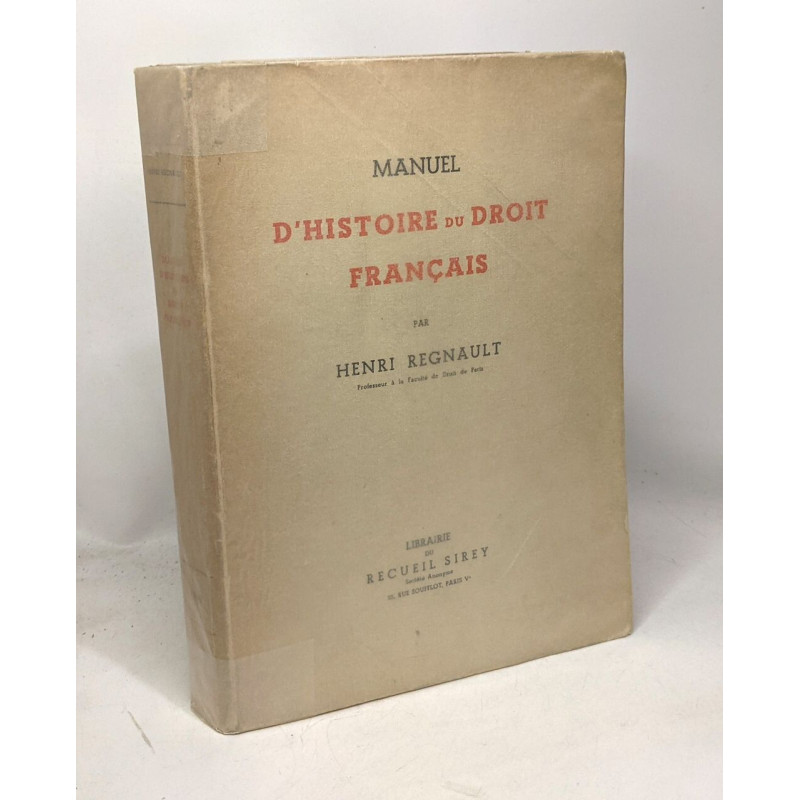 Manuel d'histoire du droit français