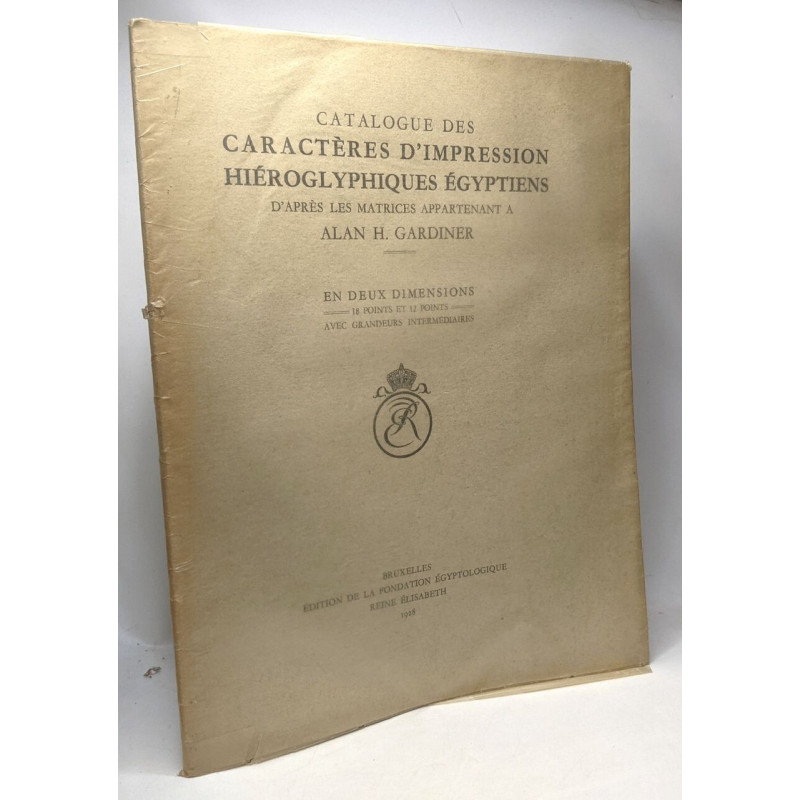 Catalogue des caractères d'impression hiéroglyphiques égyptiens...