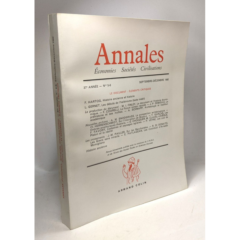 Annales économies sociétés civilisations --- 37e année n°5-6...