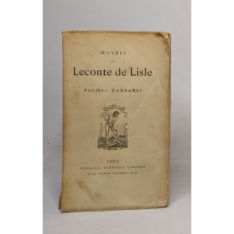 Oeuvres de leconte de Lisle - poèmes barbares