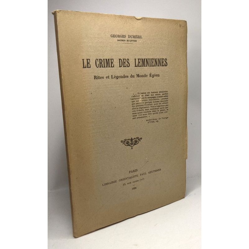 Le crime des Lemniennes - Rites et légendes du Monde Egéen