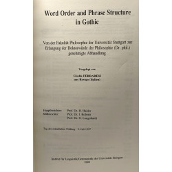 Word Order and Phrase Structure in Gothic - Orbis Supplementa