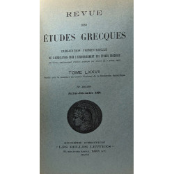 Revue des études grecques - publication trimestrielle - TOME...