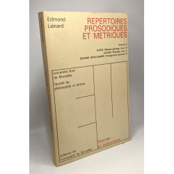 Répertoires prosodiques et métriques (sources et instrument II):...