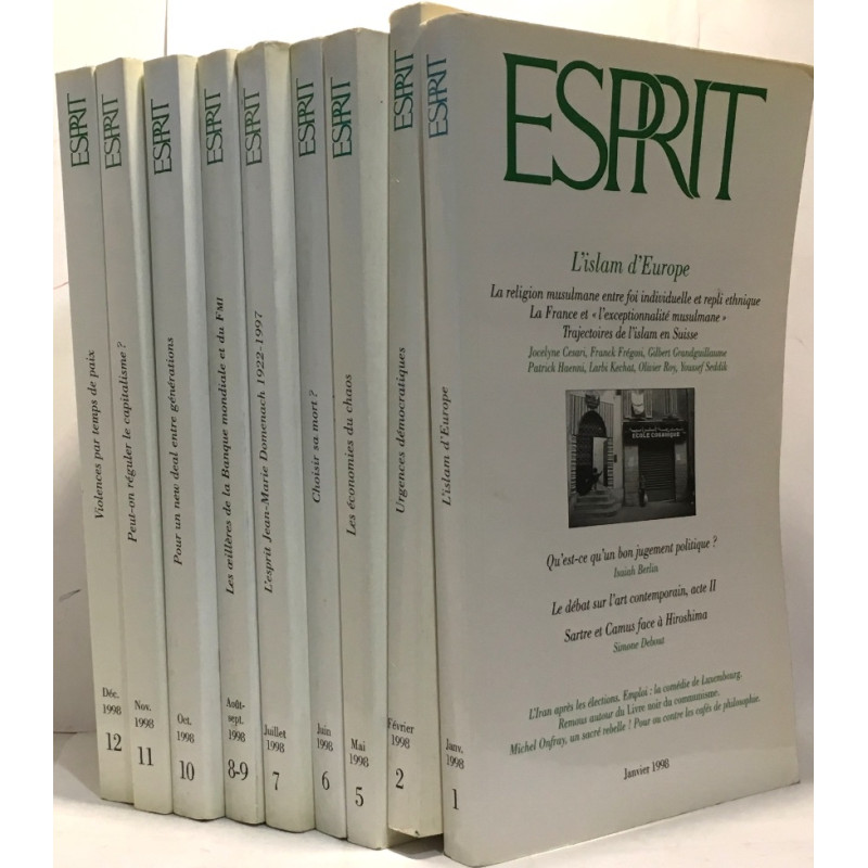 Revue Esprit année 1998 10 numéro en 9 volumes:...