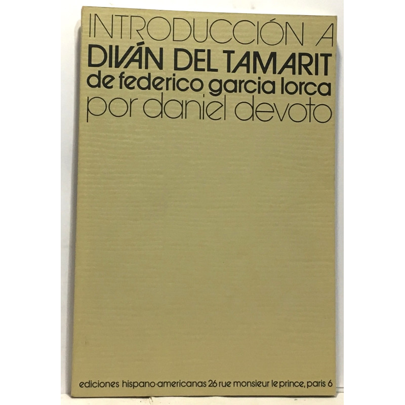 Introduccion a divan del tamarit de federico garcia lorca