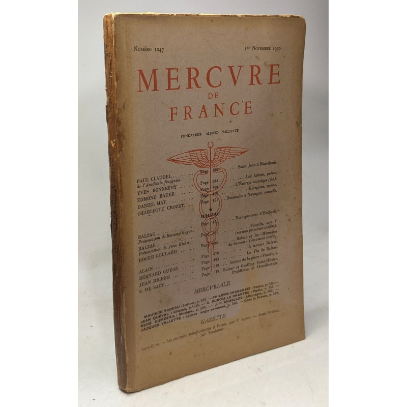 Mercure de France - N°1047 1er Novembre 1950 / Saint Jean à...