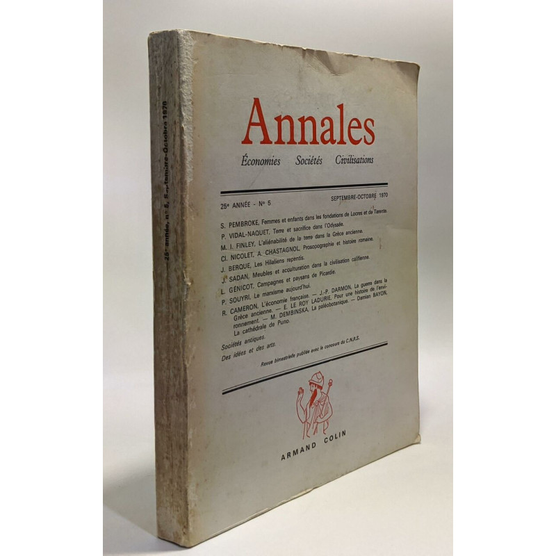 Annales - économies Sociétés Civilisations - 25e année n°5...