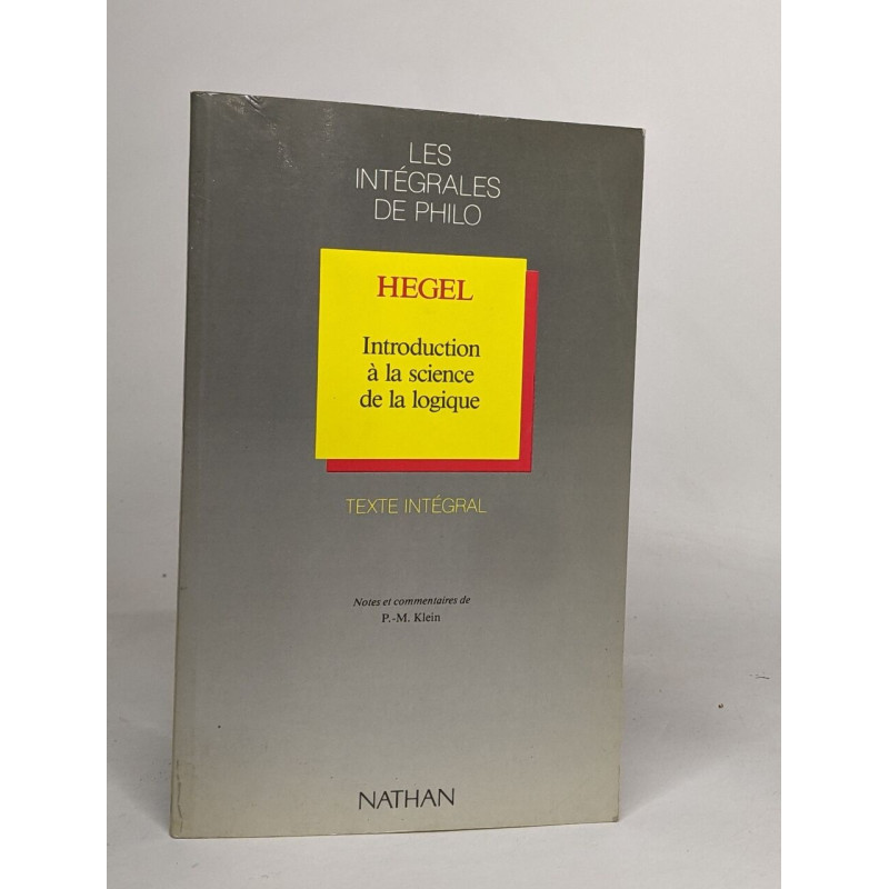Introduction à la "Science de la logique"