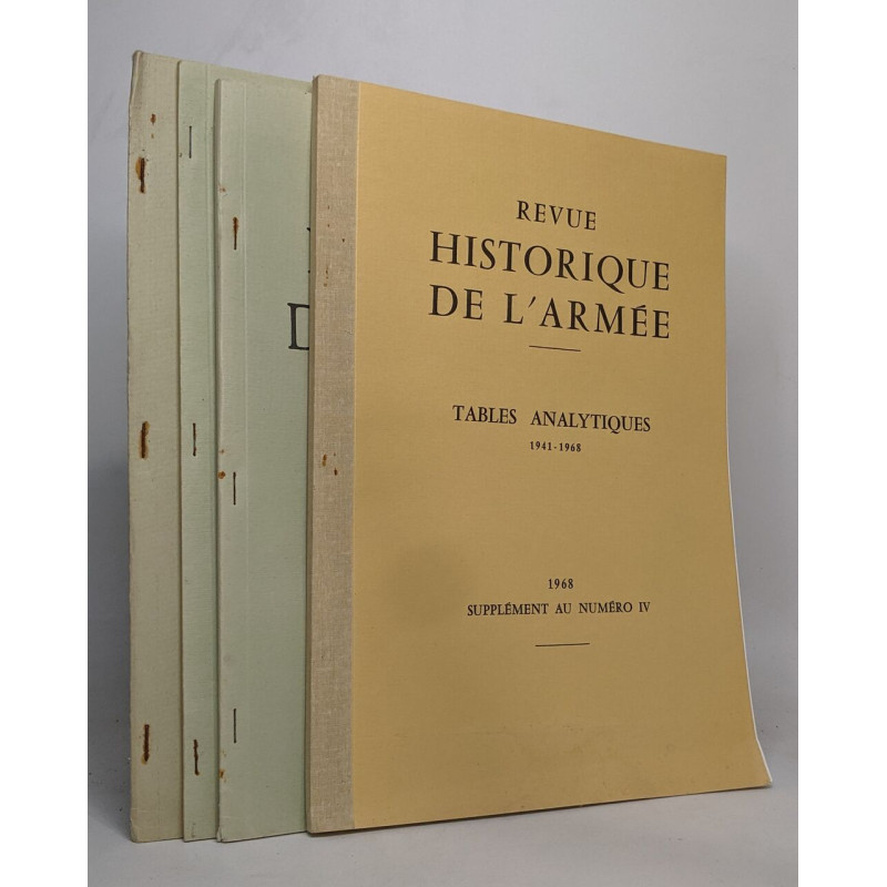 Lot de 4 revues "Revue historique de l'armée": Tables analytiques...