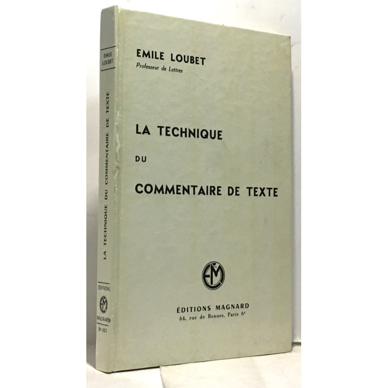 La technique du commentaire de texte