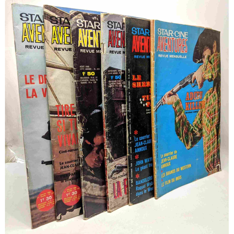 6 revues Star-Ciné Aventures - 1968: n°196 Janvier + n°197 Février...