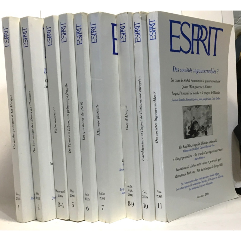 Esprit - année 2005 - n°1 à 11 : anthropologue à la Mecque Irak...