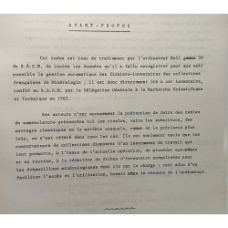Index alphabétique de nomenclature minéralogique 1968 - bureau de...