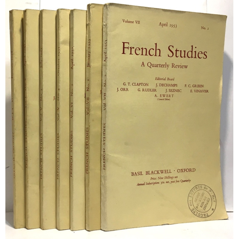 French Studies - A Quarterly Review 7 volumes: Vol.I N°1-2 (1947)...