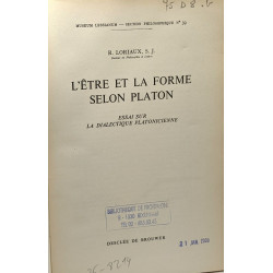L'être et la forme selon Platon - essai sur la dialectique...