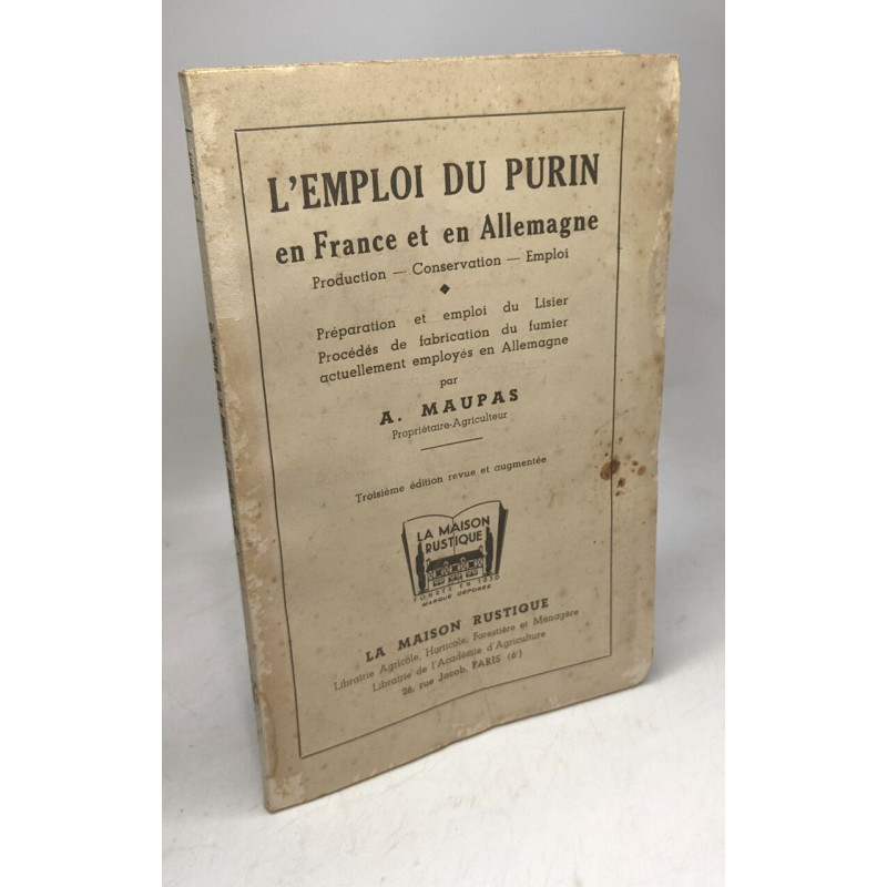 L'emploi du purin en France et en Allemagne
