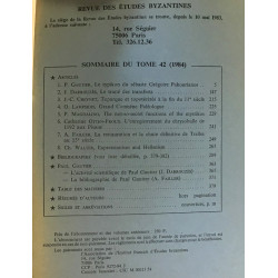 Revue des études byzantines - Tome 42 année 1984