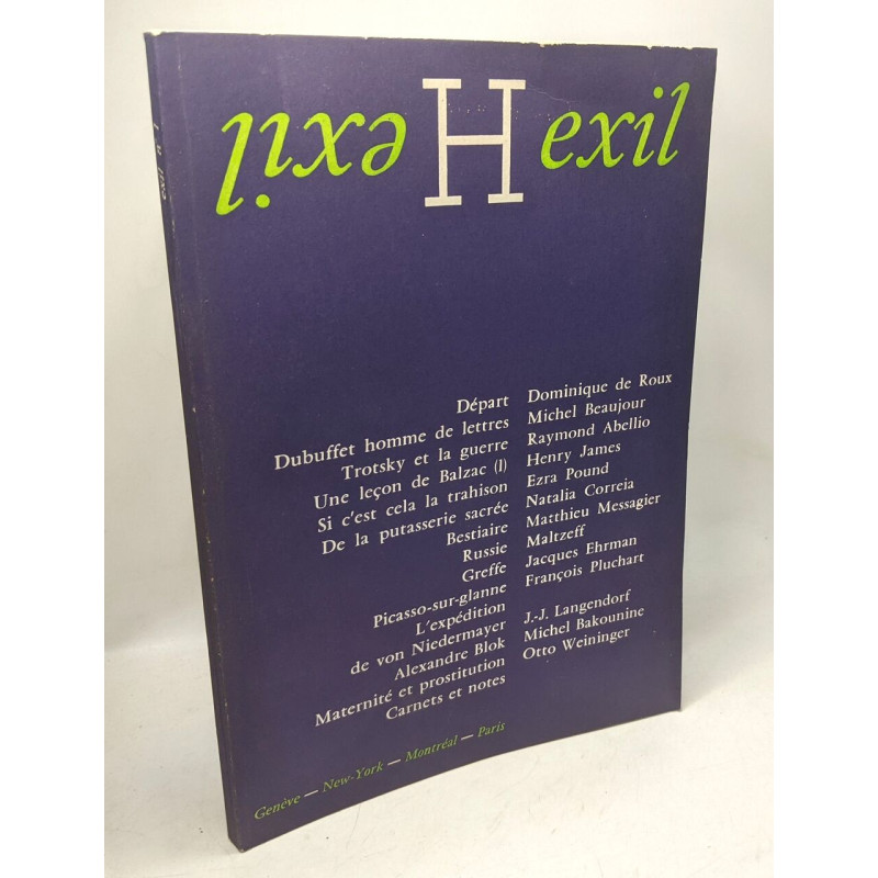 Exil n°1 automne 1973 --- Genèves New York Montréal Paris