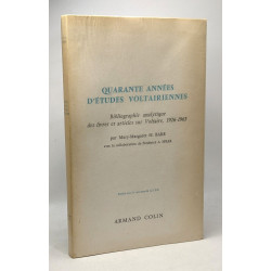 Quarante années d'études voltairiennes - bibliographie analytique...