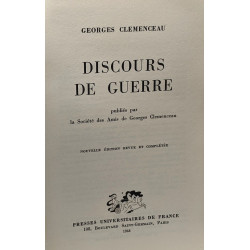 Discours de guerre - Publiés par la Société des amis de Georges...