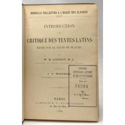 Introduction à la critique des textes latins basée sur le texte de...
