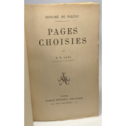 H. de Balzac - Pages Choisies par E.-B. Lang agrégé de l'université