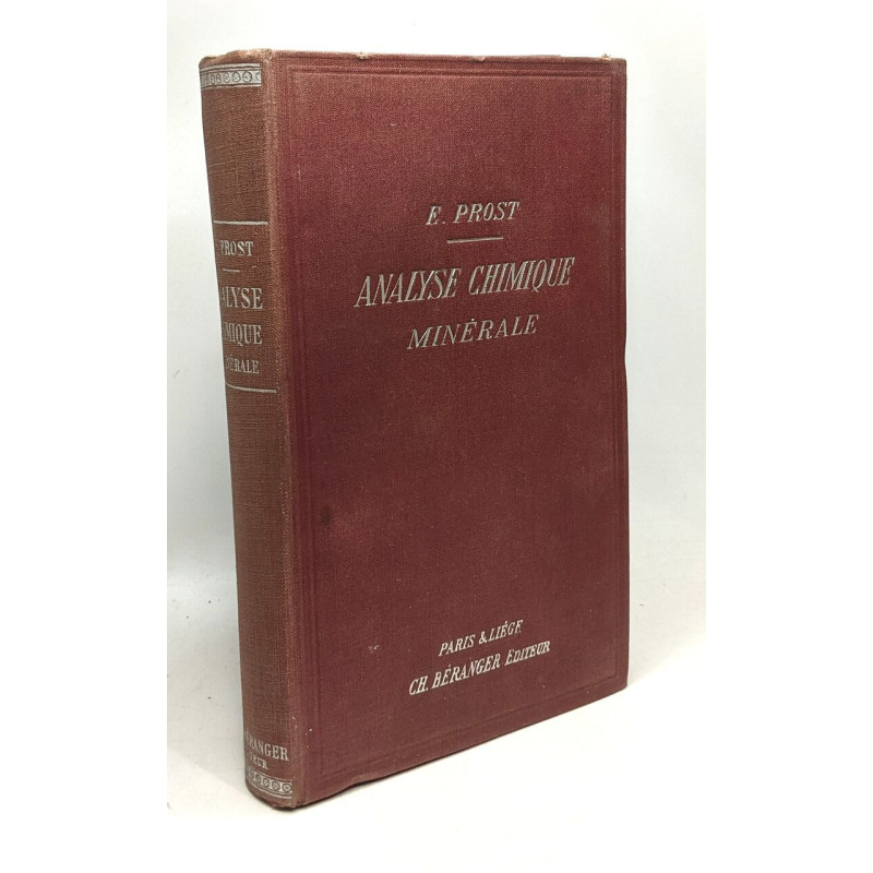 Analyse chimique minérale qualitative et quantitative - choix de...