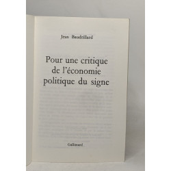 Pour Une Critique De l'Economie Politique Du Signe
