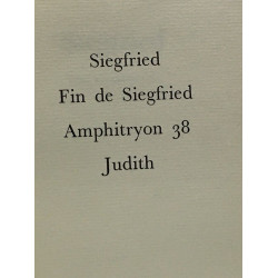 Théâtre tome un à trois: T1/ Siegfried Fin de Siegfried Amphitryon...
