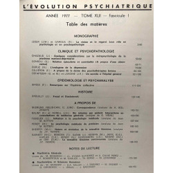 L'évolution psychiatrique - TOME XLII fascicule I janvier-mars...