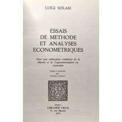 Essais de méthode et analyses économétriques