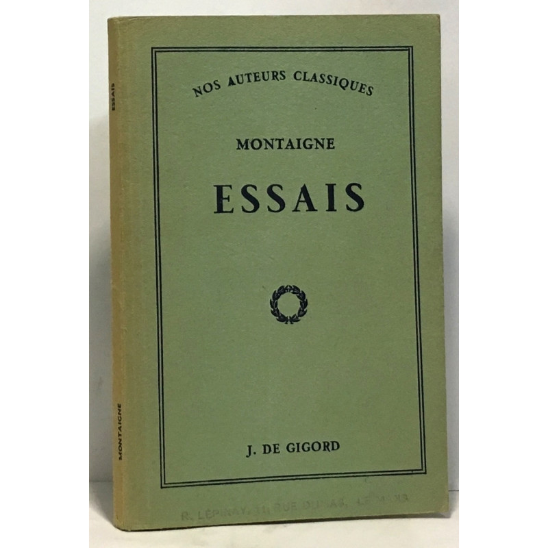 Essais - introduction notes et appendice par J. Coppin